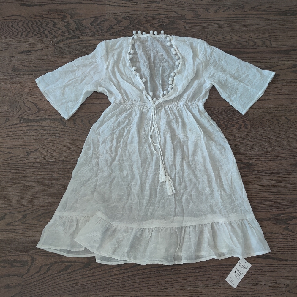 Cupshe Pom Pom Tassel Tie Cover-up - Picture 2 of 3